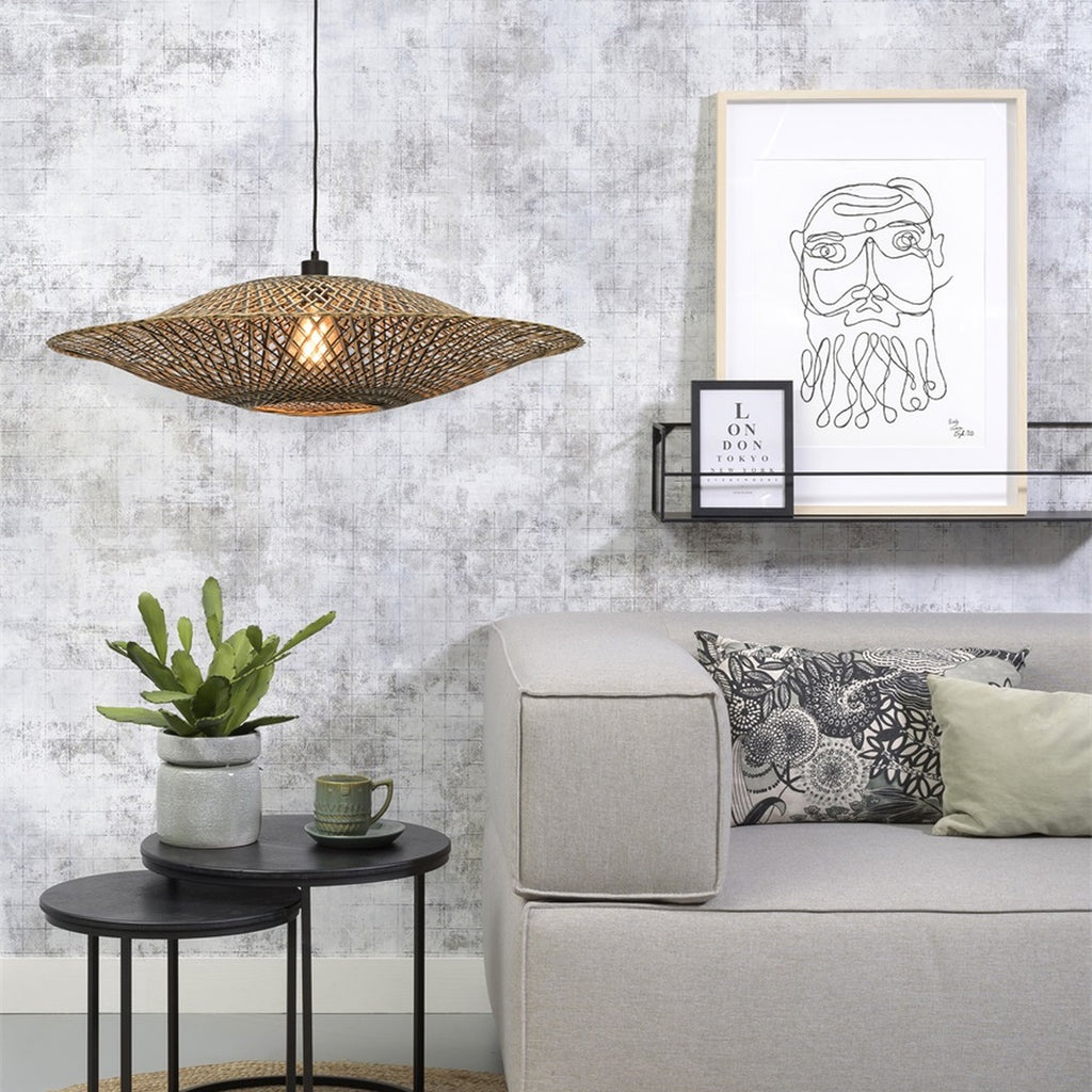Suspension Bali bambou naturel et noir 87 cm E27, vue 5