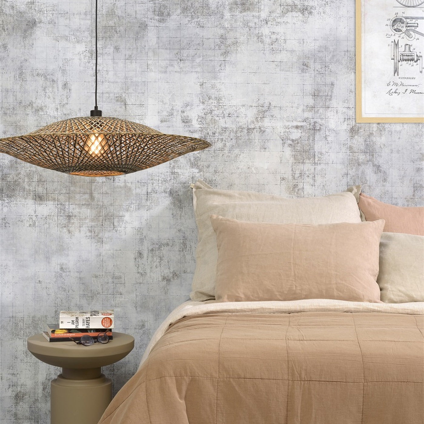 Suspension Bali bambou naturel et noir 87 cm E27, vue 6