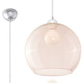 Suspension Ball champagne en verre, boule de 30 cm et rosace chromée