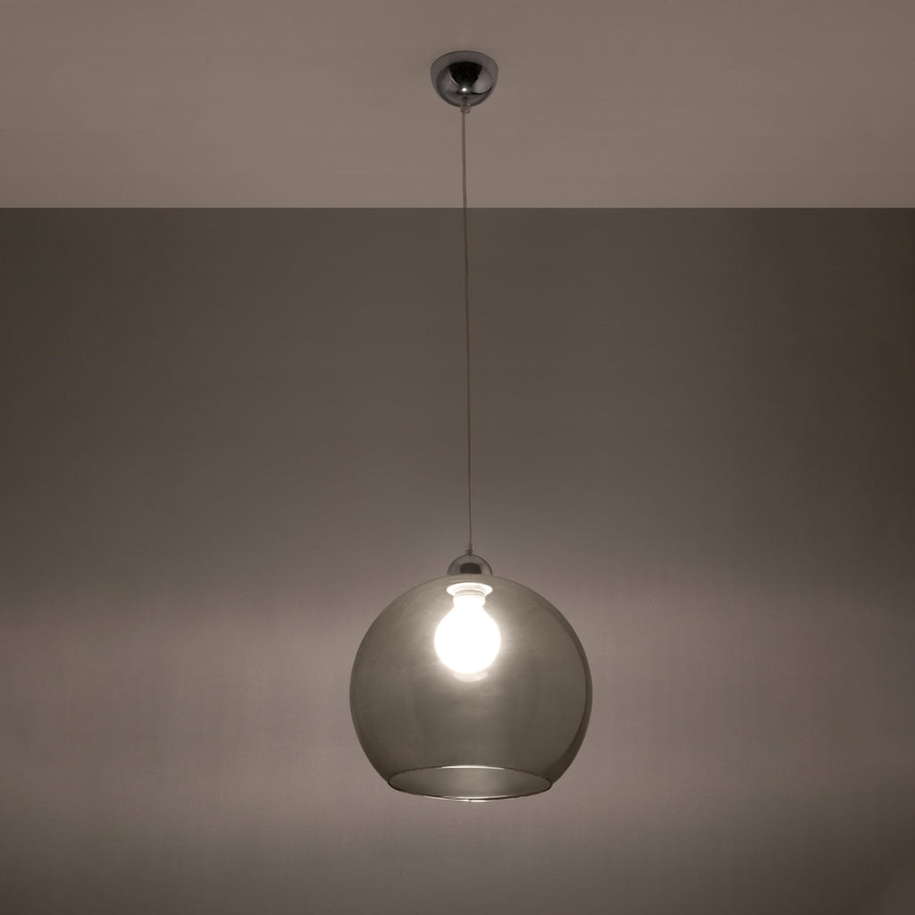 Suspension Ball graphite en verre allumée