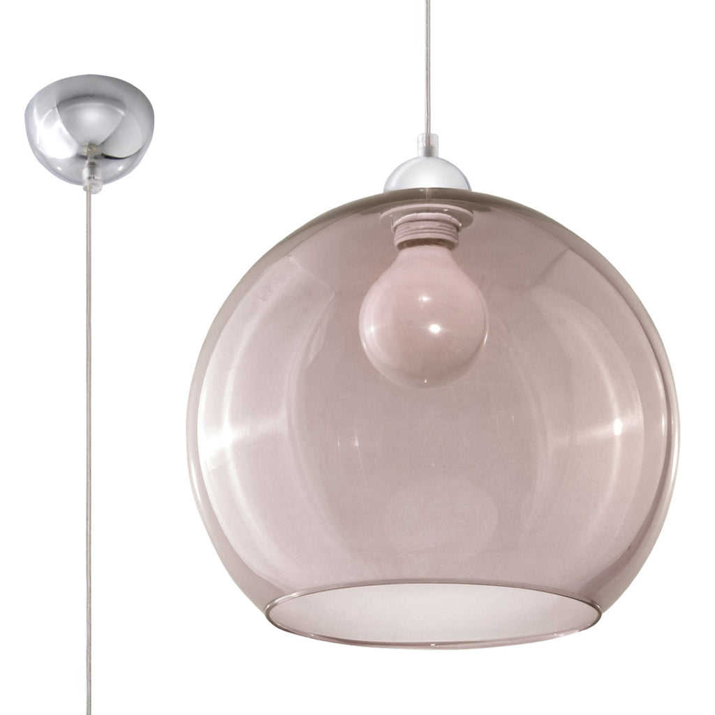 Suspension Ball graphite en verre, boule de 30 cm et rosace chromée