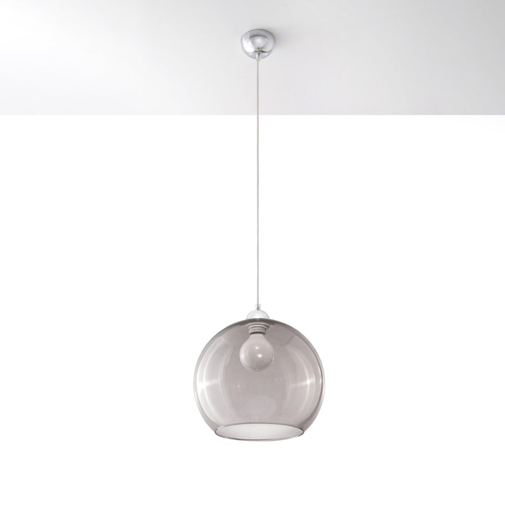 Suspension Ball graphite en verre vue de profil