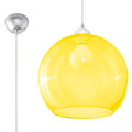 Suspension Ball jaune en verre, boule de 30 cm et rosace chromée