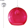 Suspension Ball rouge en verre, boule de 30 cm et rosace chromée