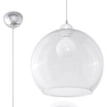 Suspension Ball transparente en verre, boule de 30 cm et rosace chromée