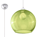 Suspension Ball verte en verre, boule de 30 cm et rosace chromée