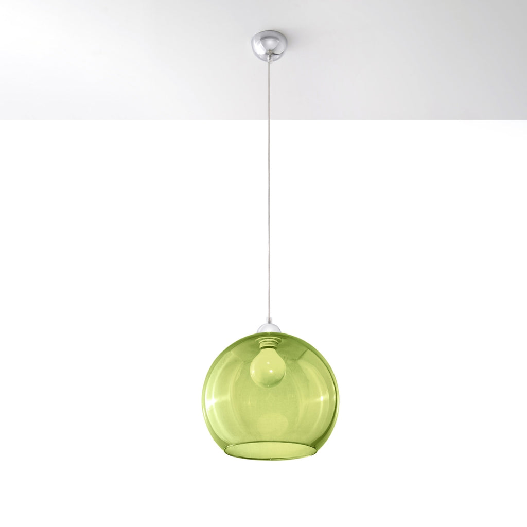 Suspension Ball verte en verre vue de profil