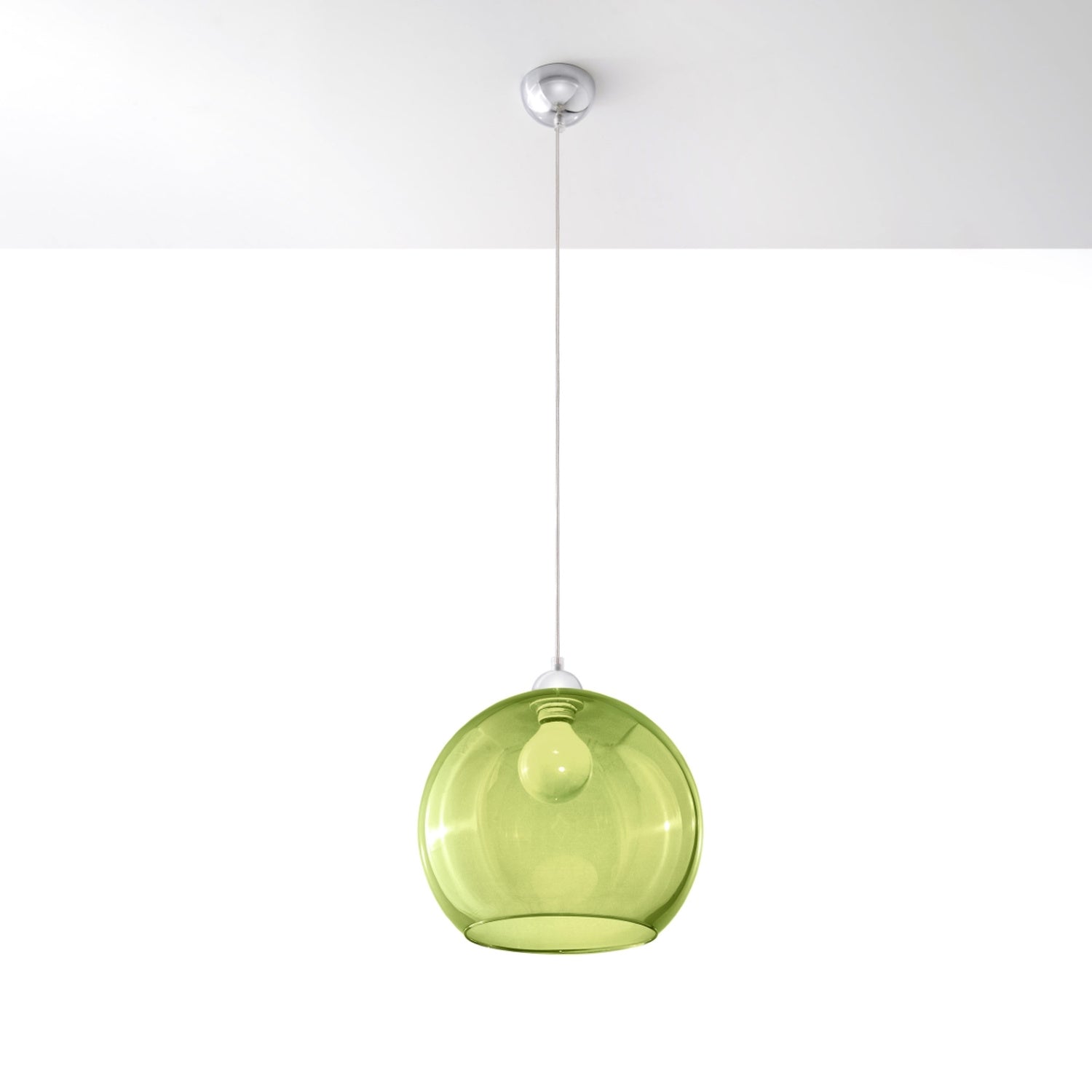 Suspension Ball verte en verre vue de profil