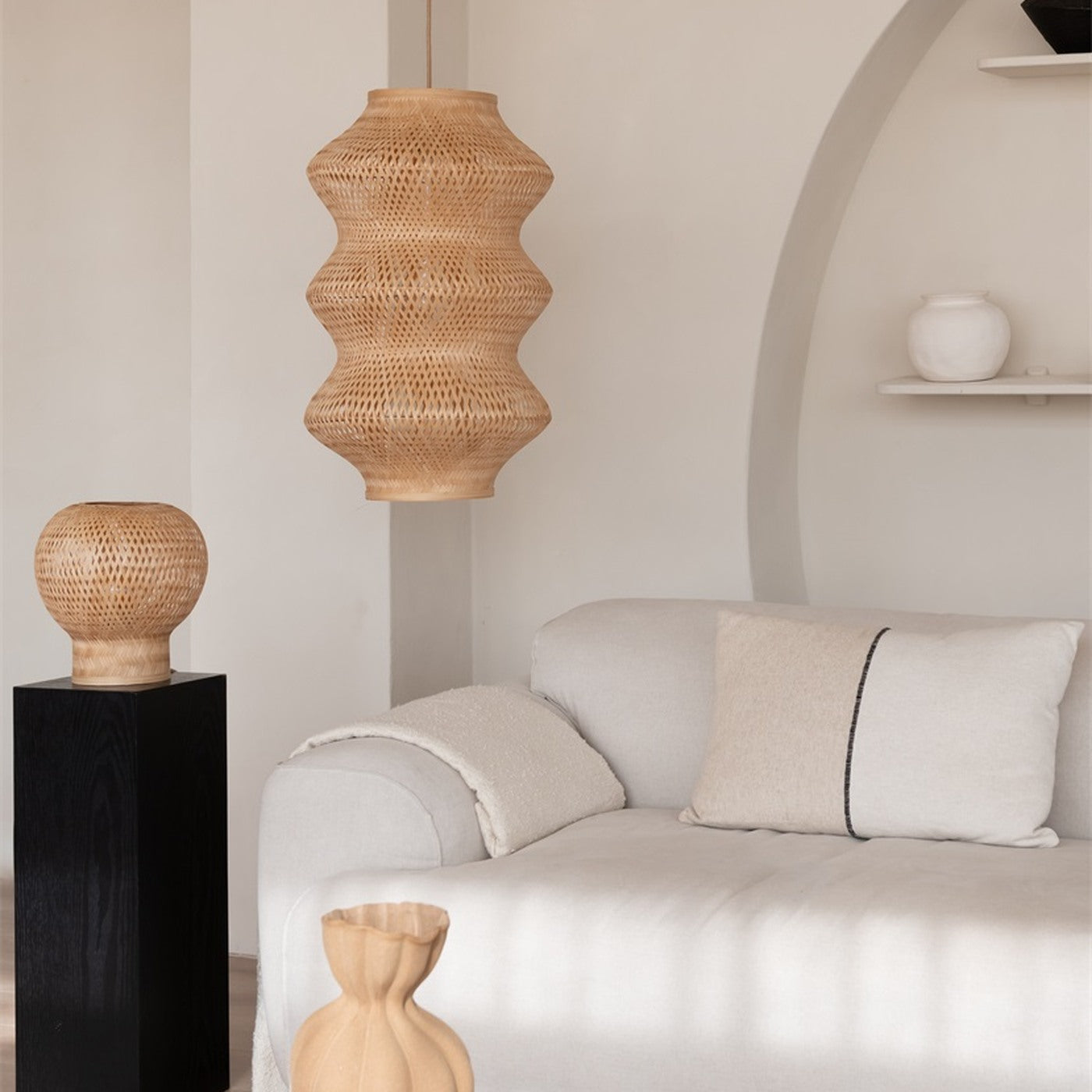 Suspension Barbados bambou naturel 40 cm E27, vue 2