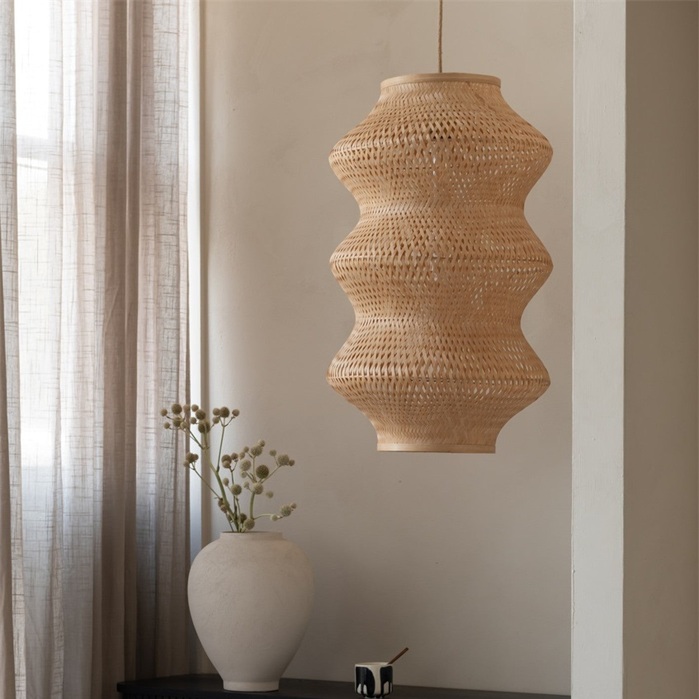 Suspension Barbados bambou naturel 40 cm E27, vue 3