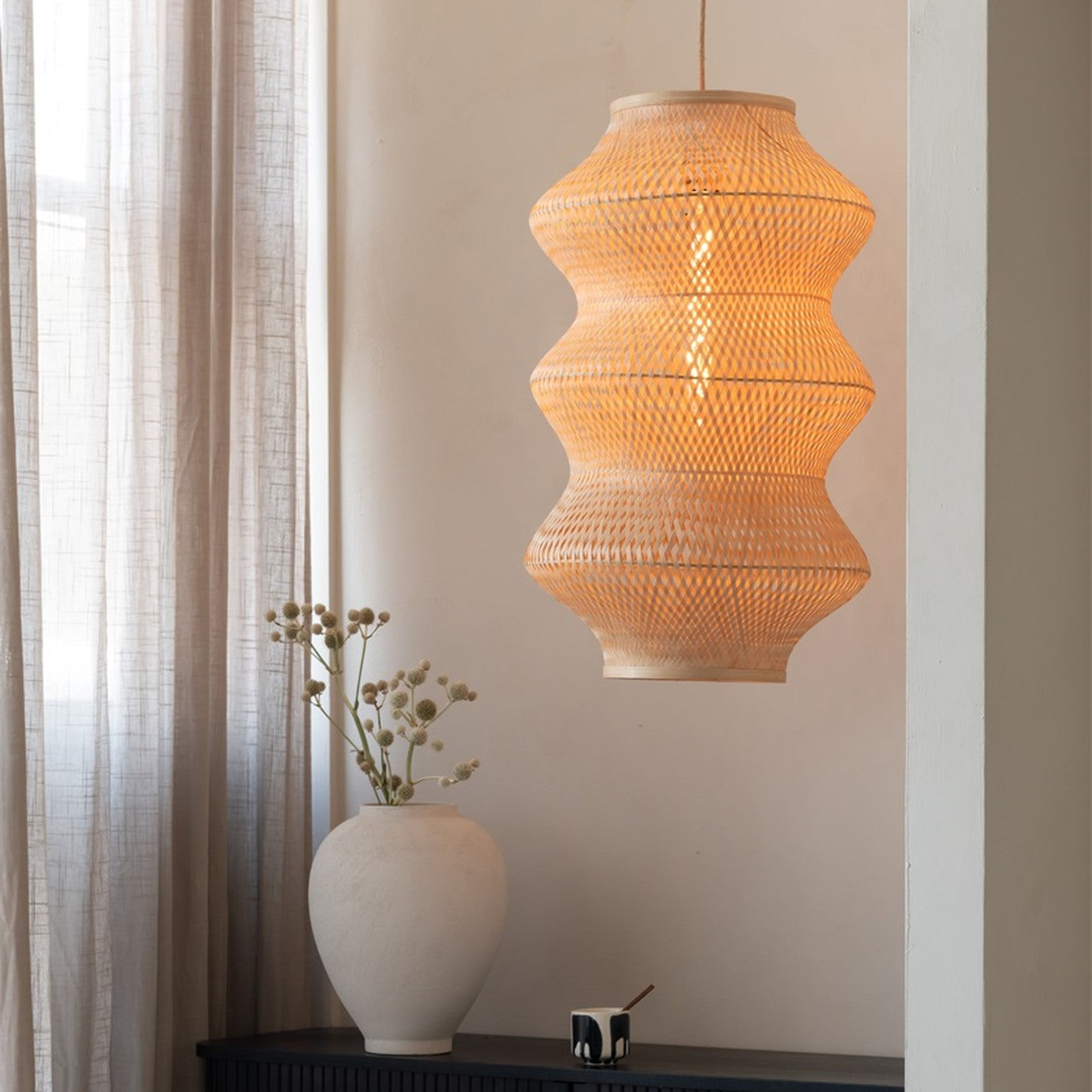 Suspension Barbados bambou naturel 40 cm E27, vue 4