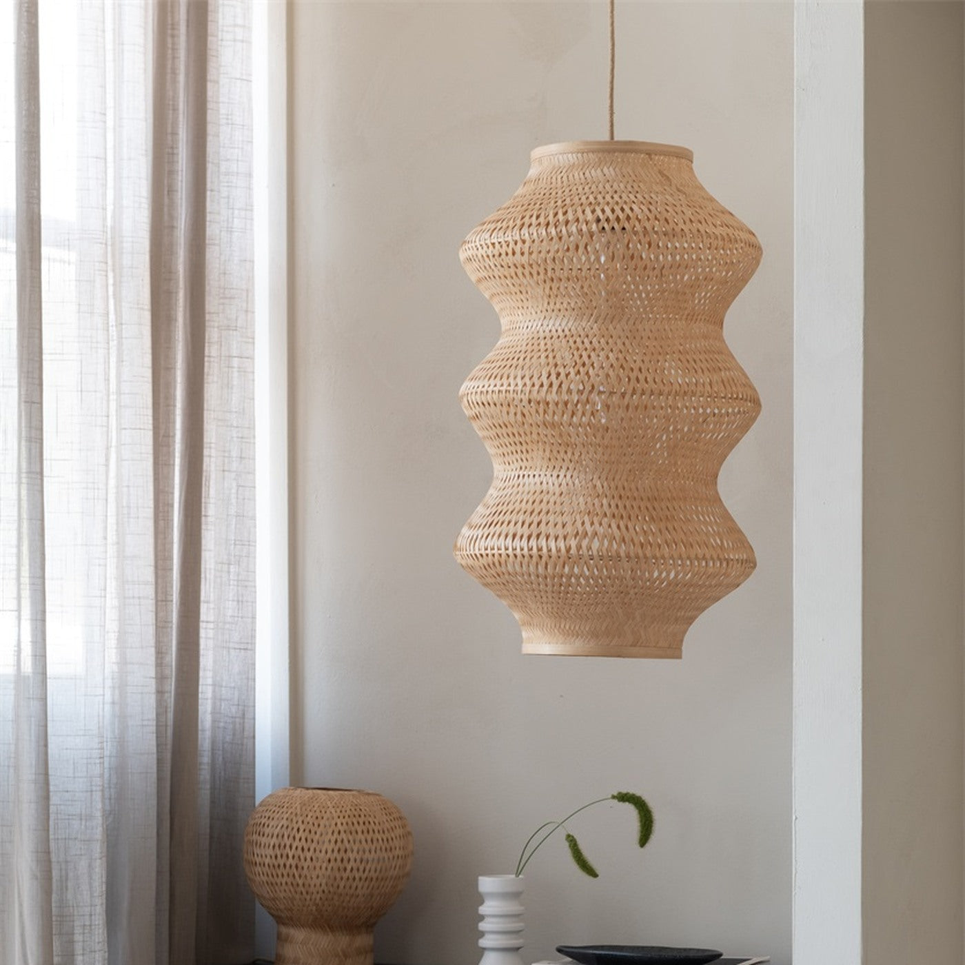 Suspension Barbados bambou naturel 40 cm E27, vue 7