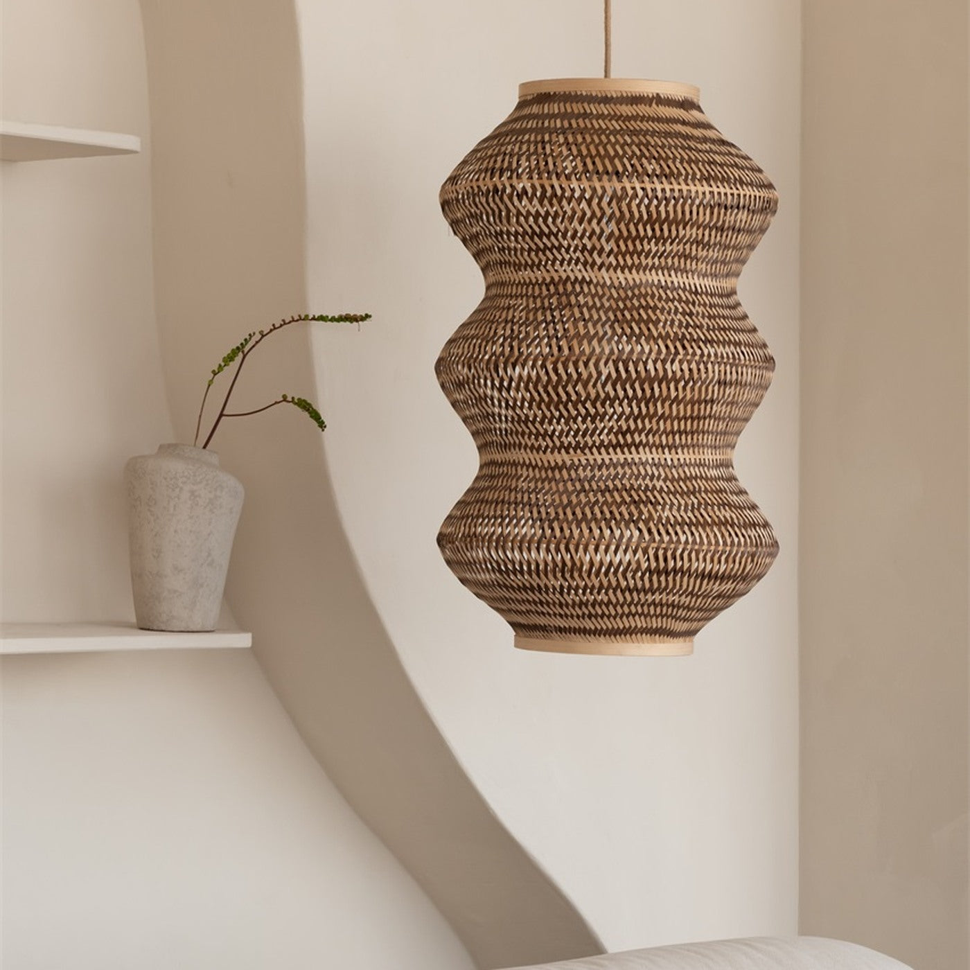 Suspension Barbados bambou naturel et brun 40 cm E27, vue 4