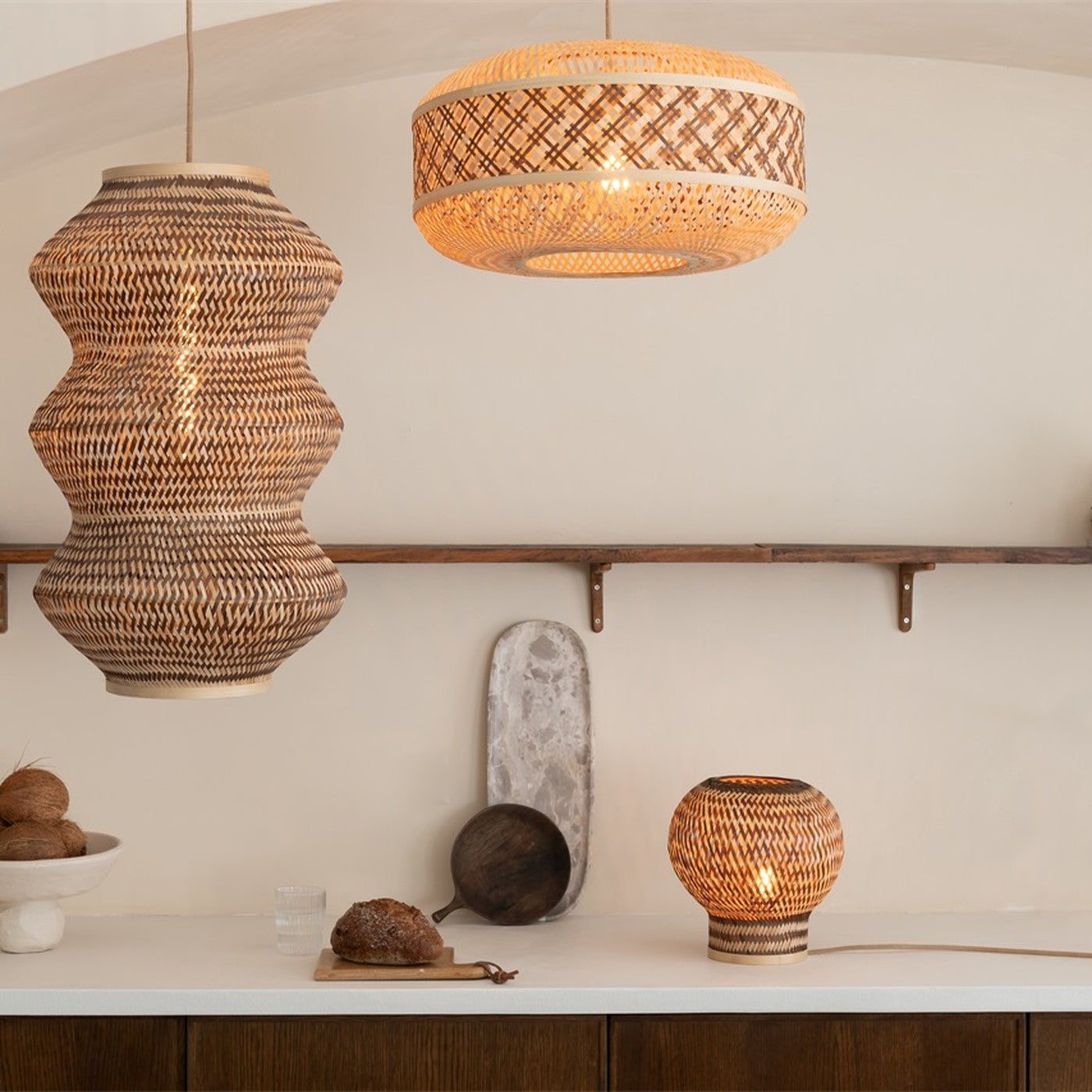 Suspension Barbados bambou naturel et brun 40 cm E27, vue 5