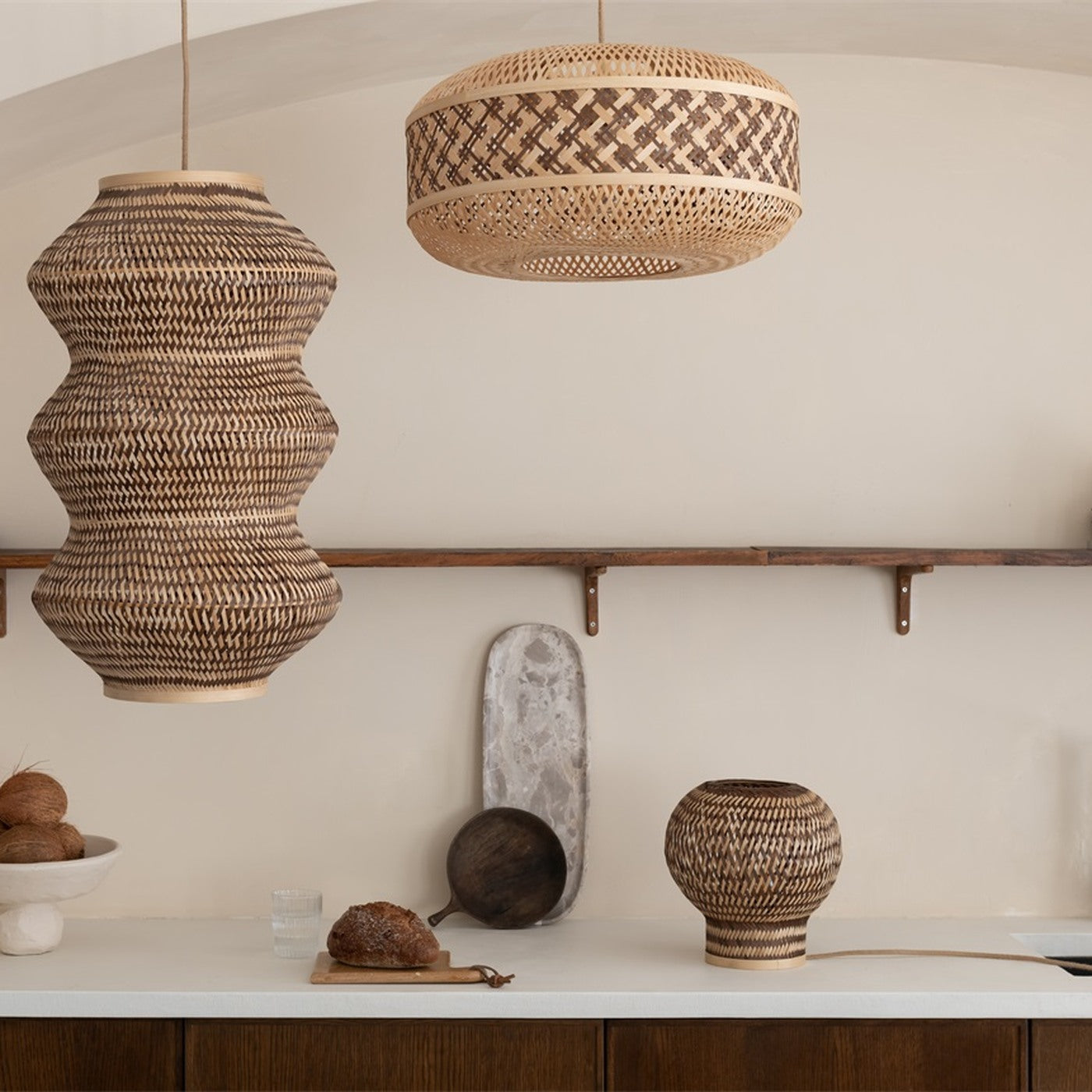 Suspension Barbados bambou naturel et brun 40 cm E27, vue 7