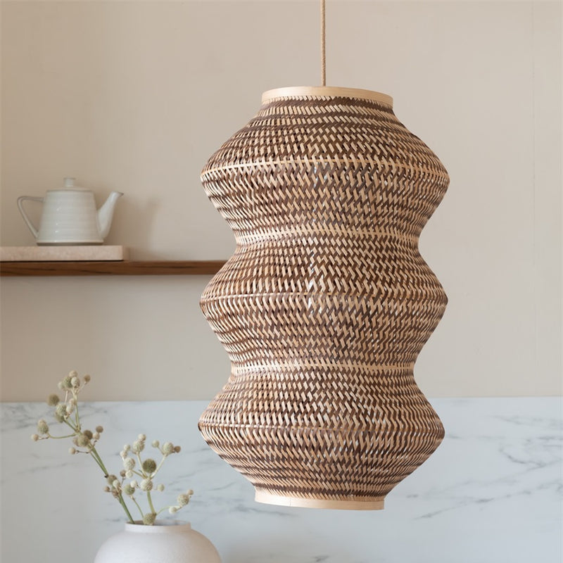 Dimensions Suspension Barbados bambou naturel et brun 40 cm E27