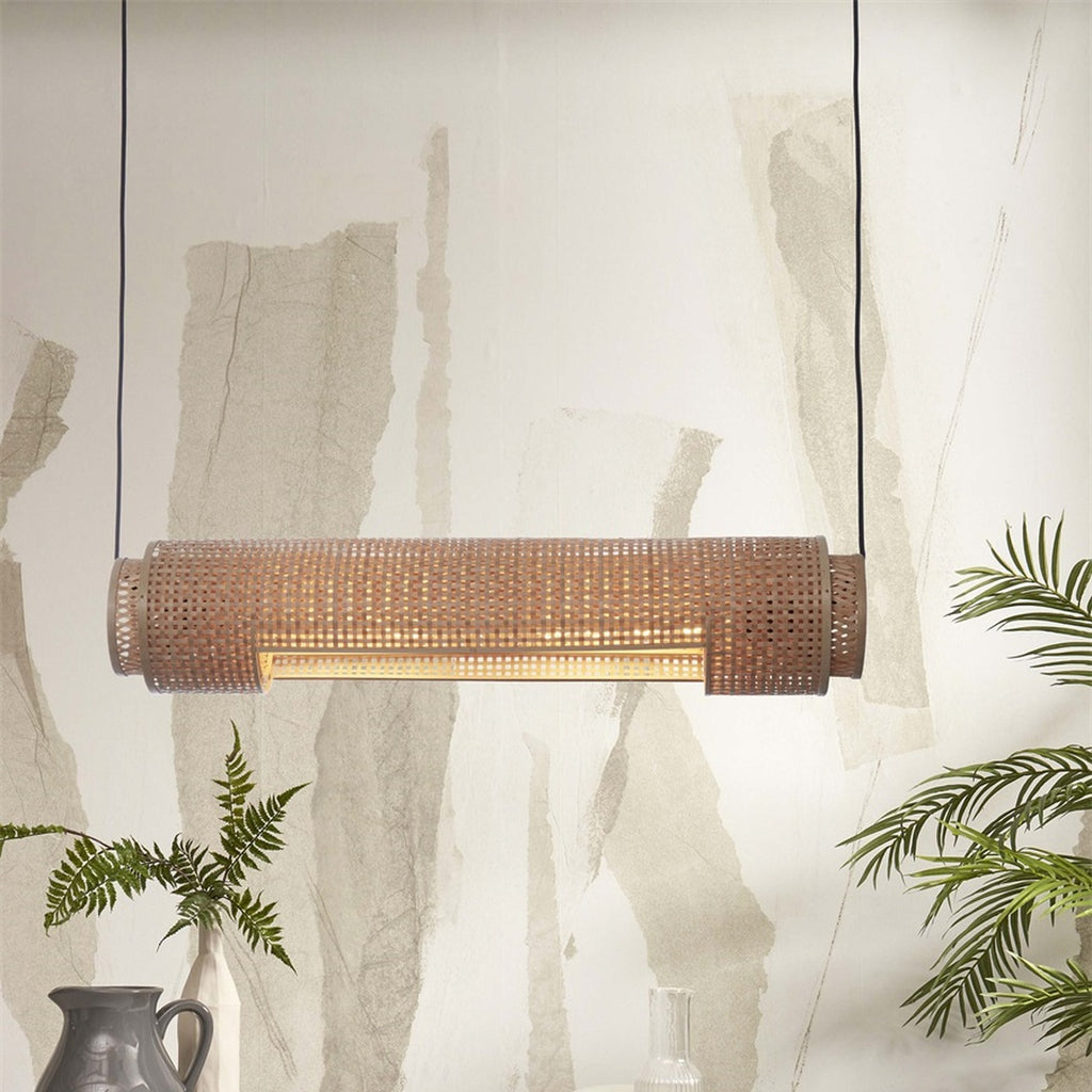 Suspension Bhutan bambou naturel cylindre 85 cm E27, vue 2