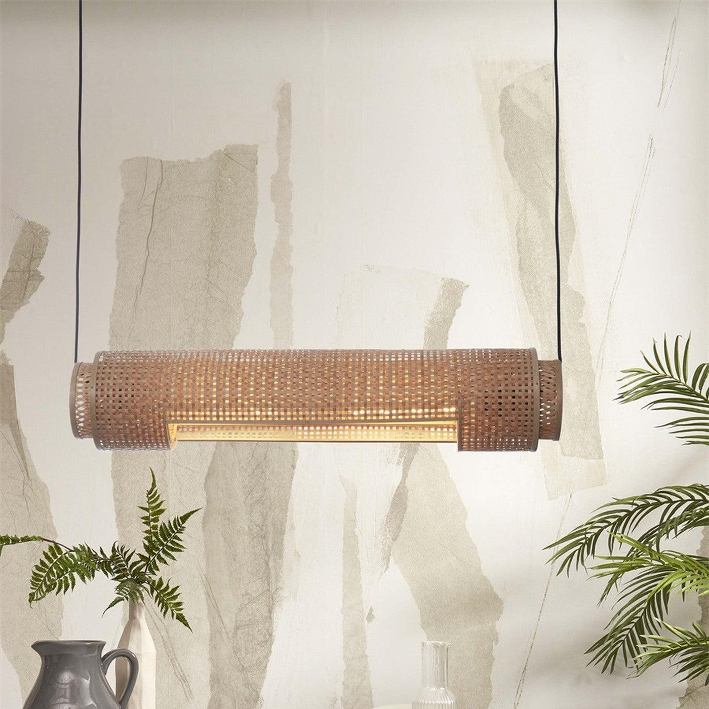 Suspension Bhutan bambou naturel cylindre 85 cm E27, vue 2