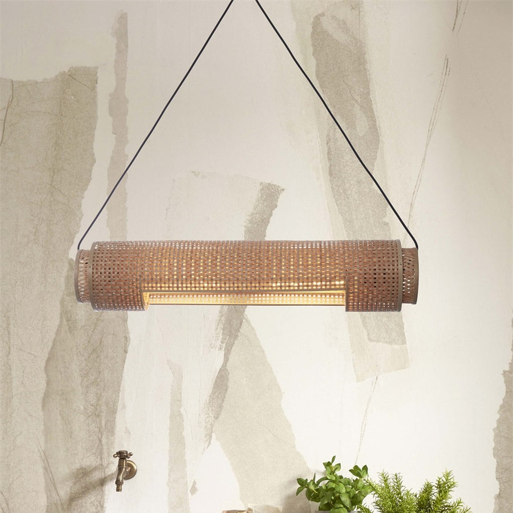 Suspension Bhutan bambou naturel cylindre 85 cm E27, vue 3