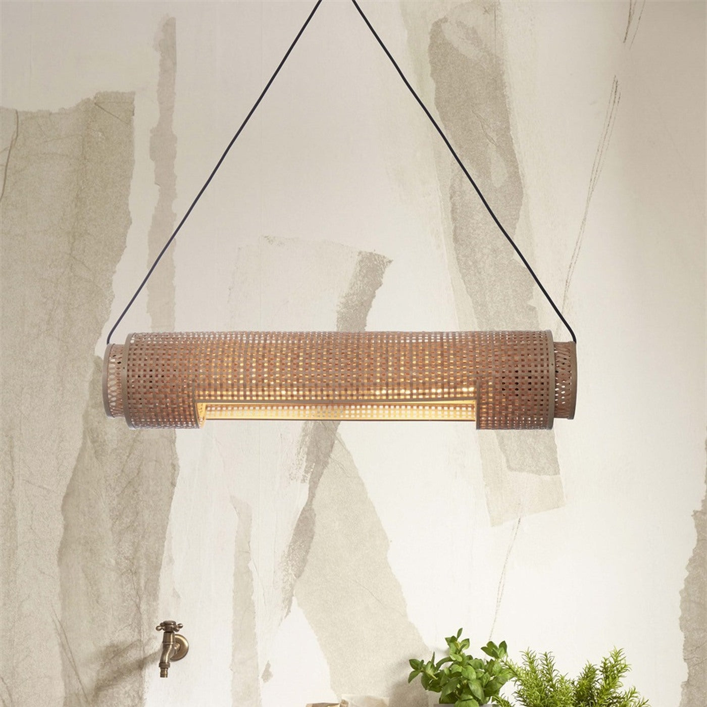 Suspension Bhutan bambou naturel cylindre 85 cm E27, vue 3