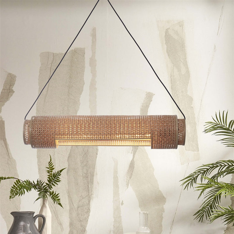 Dimensions Suspension Bhutan bambou naturel cylindre 85 cm E27