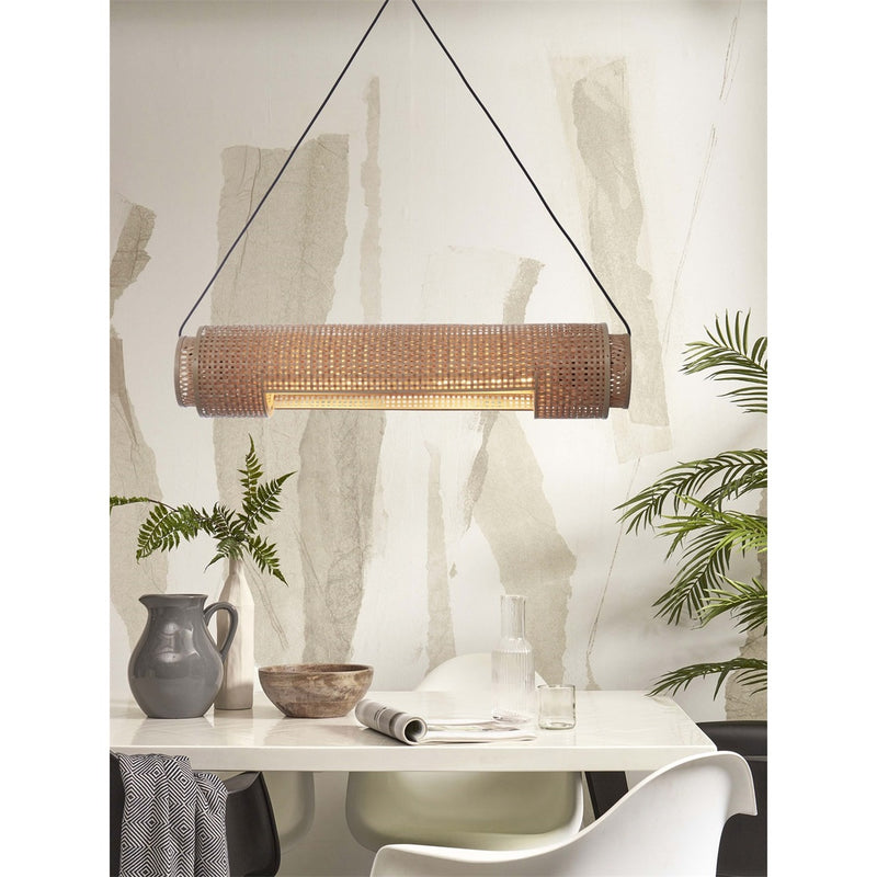 Dimensions Lámpara colgante Bhutan bambú natural cilindro 85 cm E27
