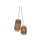 Suspension Bhutan bambou naturel et noir 2 abat-jours E27