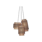 Suspension Bhutan bambou naturel et noir 3 abat-jours E27
