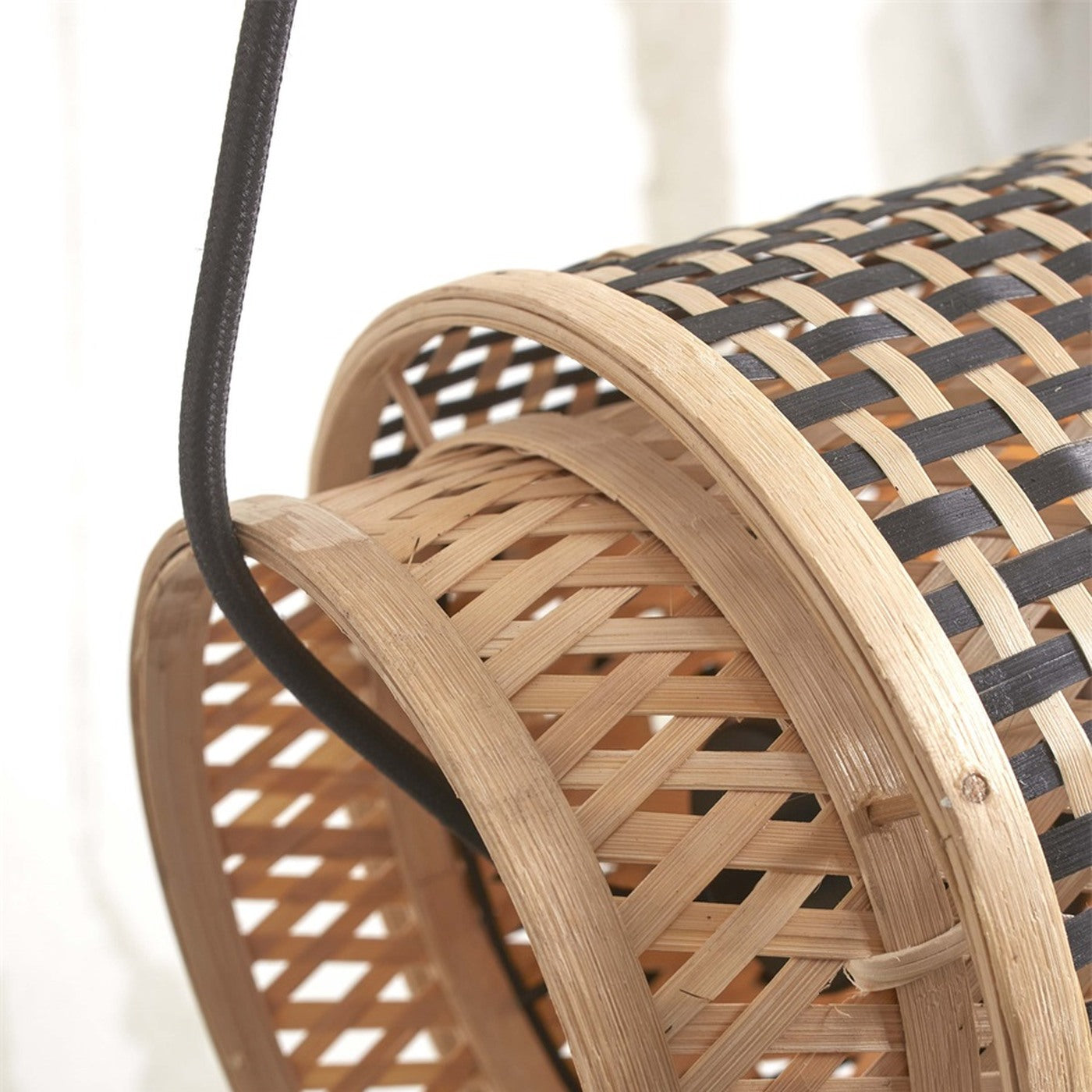 Suspension Bhutan bambou naturel et noir cylindre 85 cm E27, vue 7