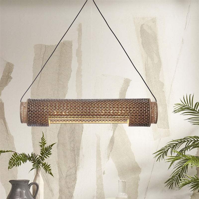 Dimensions Suspension Bhutan bambou naturel et noir cylindre 85 cm E27