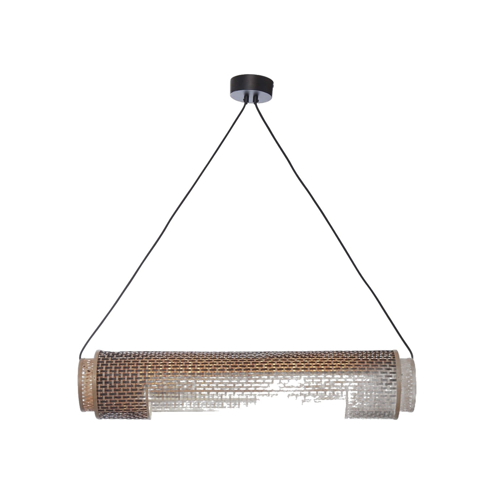 Suspension Bhutan bambou naturel et noir cylindre 85 cm E27