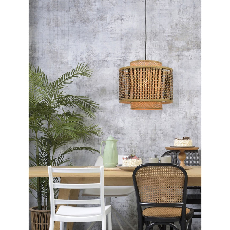 Dimensions Suspension Bhutan bambou naturel et noir E27