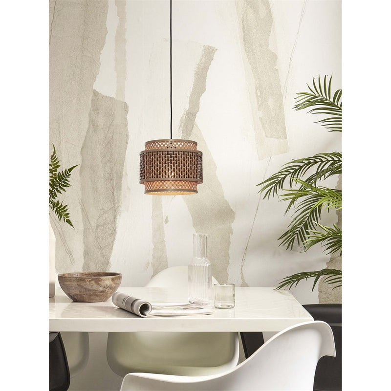 Dimensions Lámpara colgante Bhutan bambú natural y negro redonda 25 cm E27