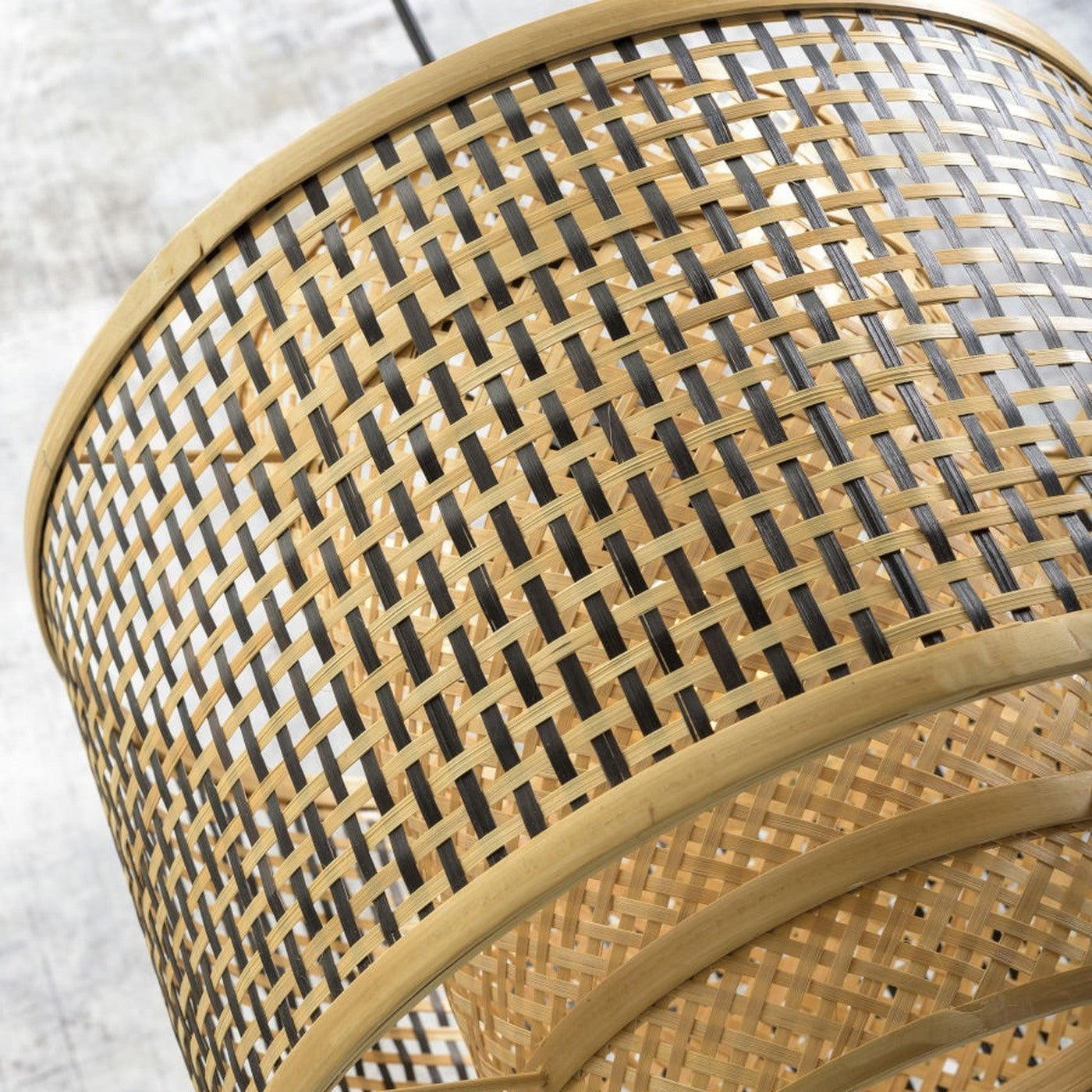 Suspension Bhutan bambou naturel et noir tambour 40 cm E27, vue 7