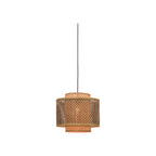 Suspension Bhutan bambou naturel et noir tambour 40 cm E27