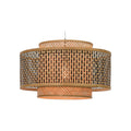 Suspension Bhutan bambou naturel et noir tambour 50 cm E27