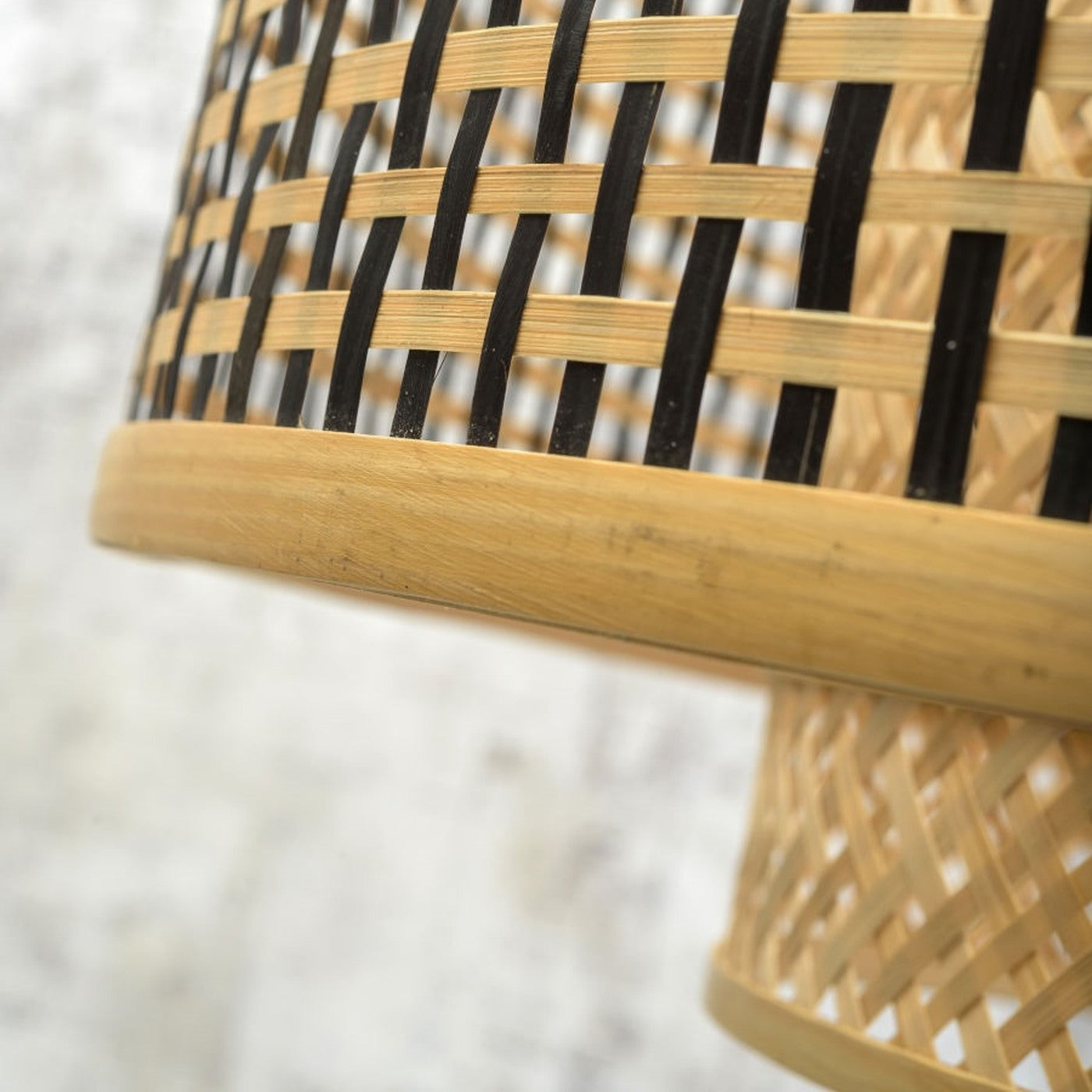 Suspension Bhutan bambou naturel et noir tambour 50 cm E27, vue 9