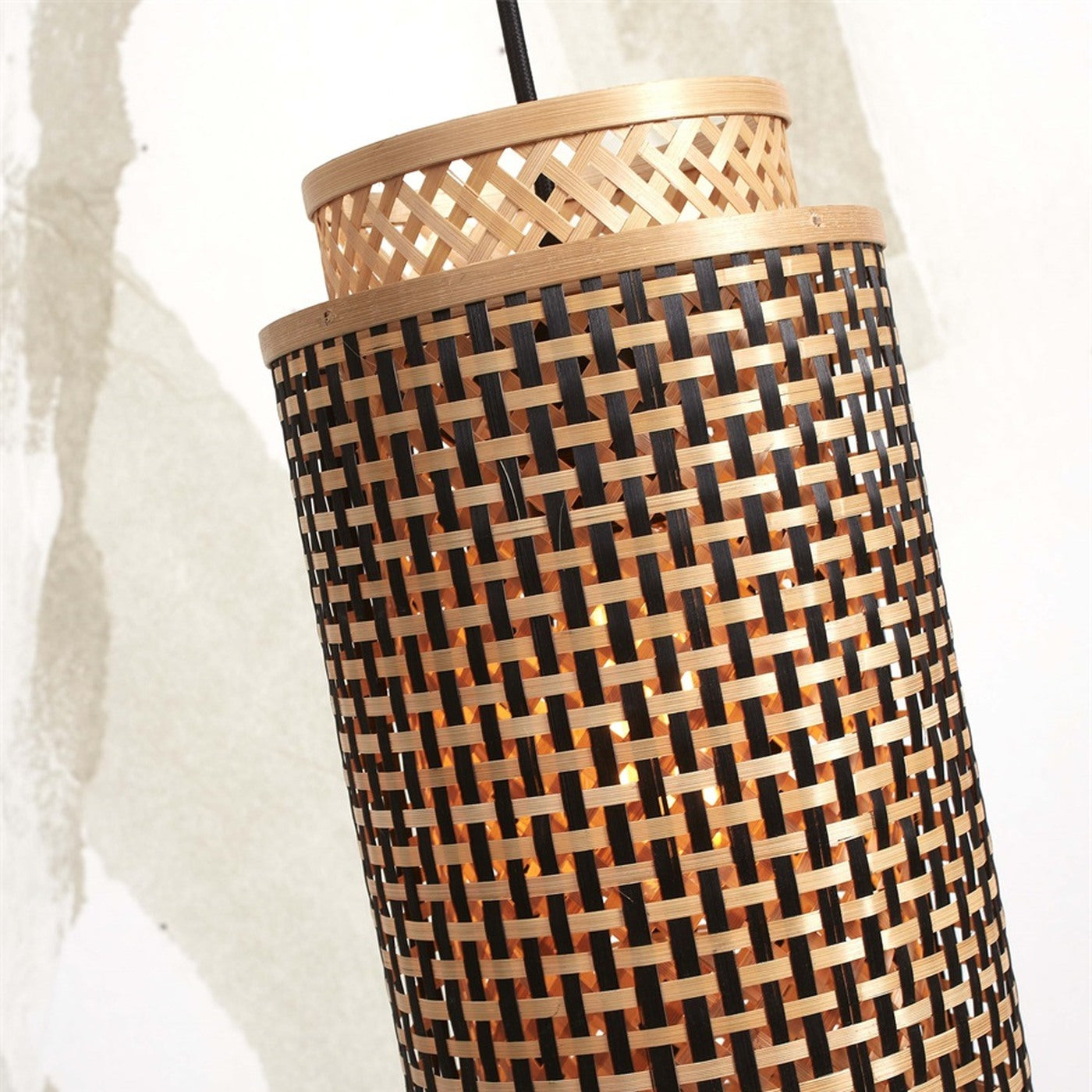 Suspension Bhutan bambou naturel et noir tube 35 cm E27, vue 9