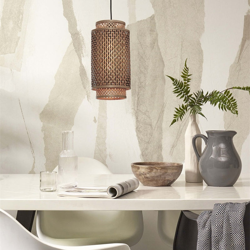 Dimensions Suspension Bhutan bambou naturel et noir tube 35 cm E27
