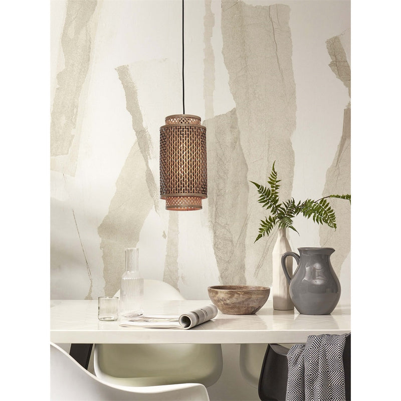 Dimensions Lámpara colgante Bhutan bambú natural y negro tubo 35 cm E27