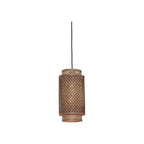 Suspension Bhutan bambou naturel et noir tube 35 cm E27
