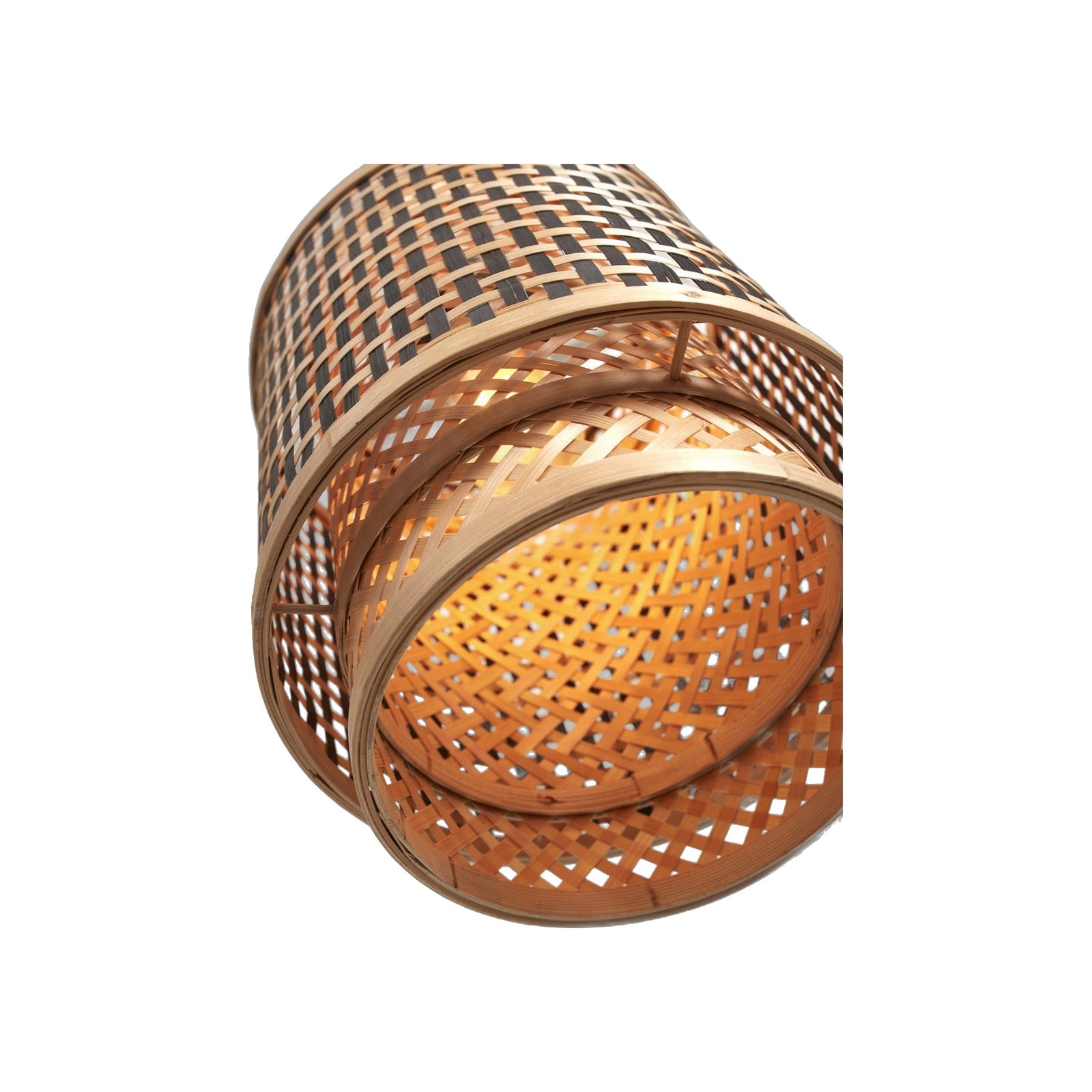 Suspension Bhutan bambou naturel et noir tube 35 cm E27