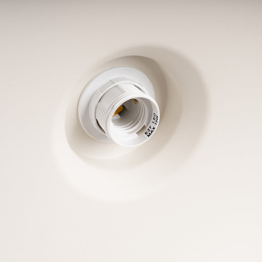 Suspension Bilo métal beige E27, gros plan