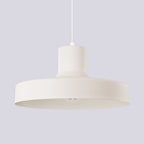 Suspension Bilo métal beige E27, gros plan allumée