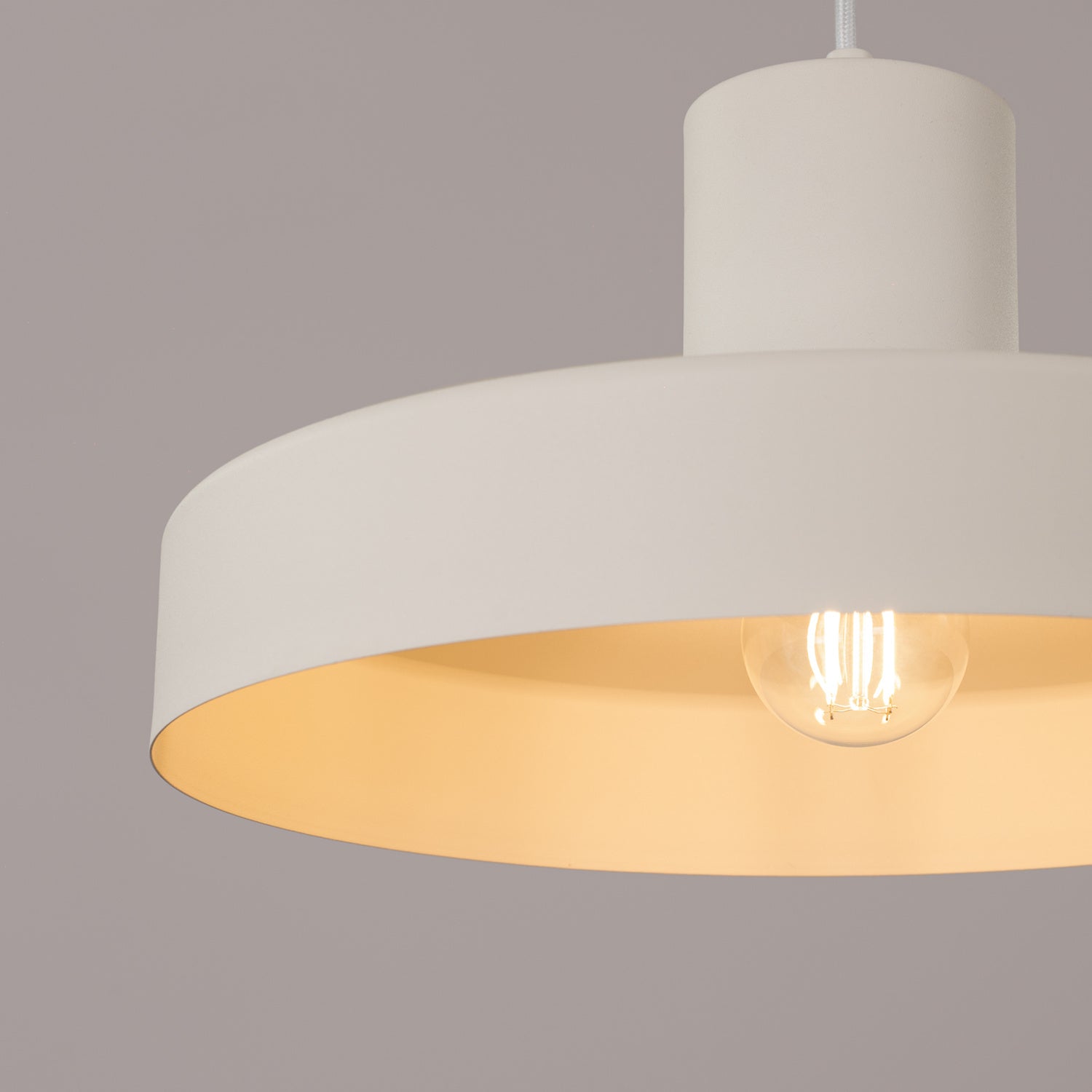 Suspension Bilo métal beige E27, détail de l'abat-jour