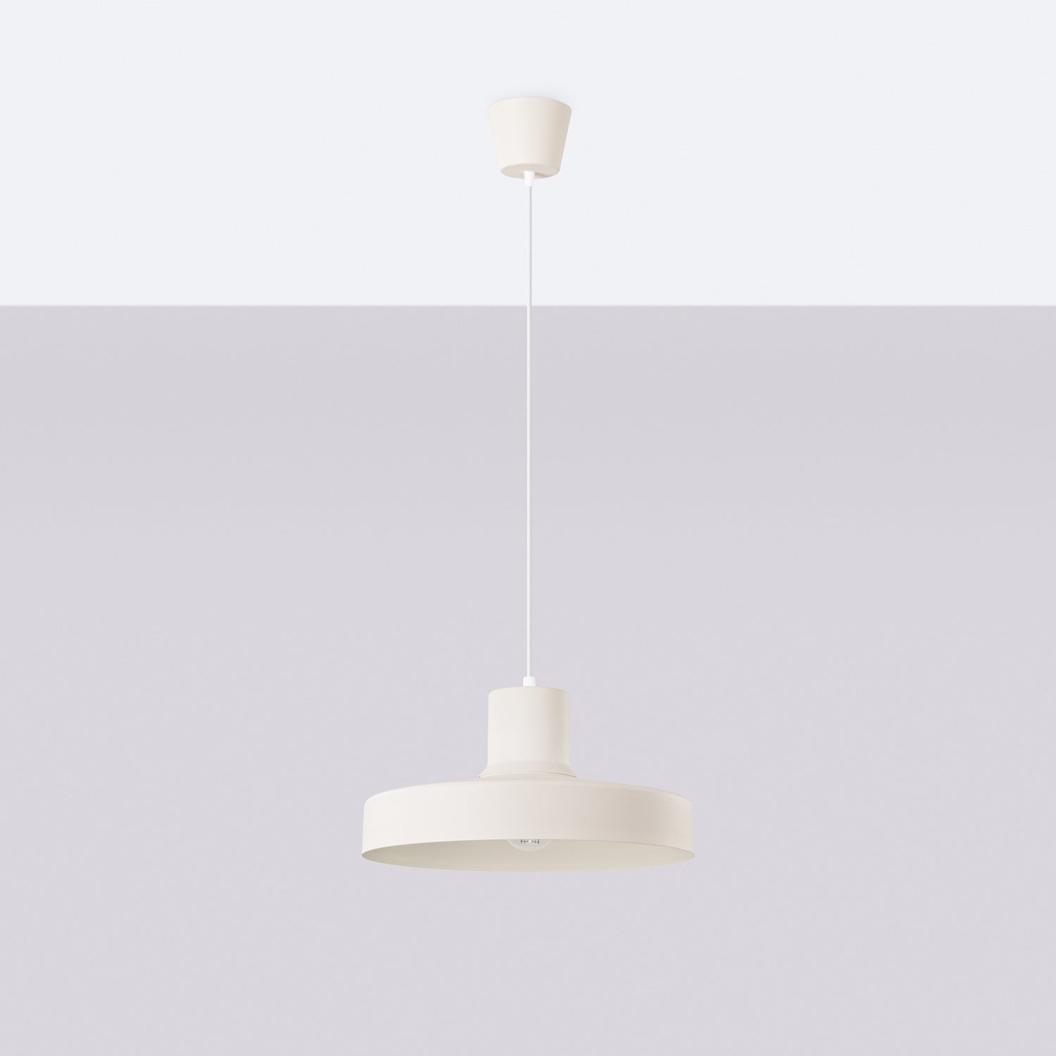 Suspension Bilo métal beige E27, vue de profil