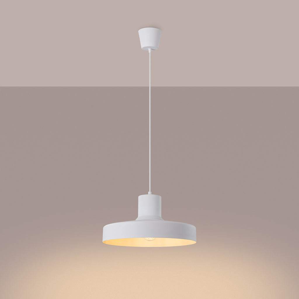 Suspension Bilo métal blanc E27 allumée