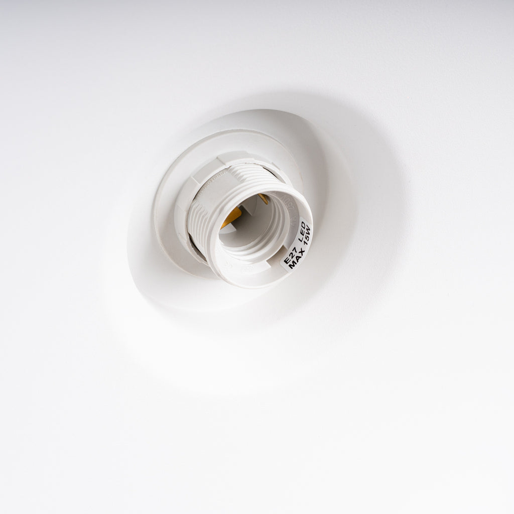 Suspension Bilo métal blanc E27, gros plan