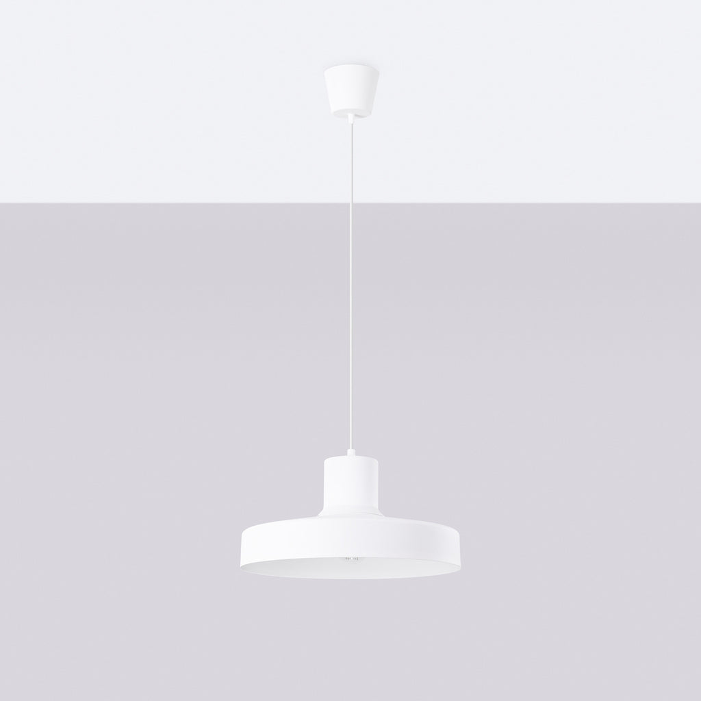 Suspension Bilo métal blanc E27, vue de profil