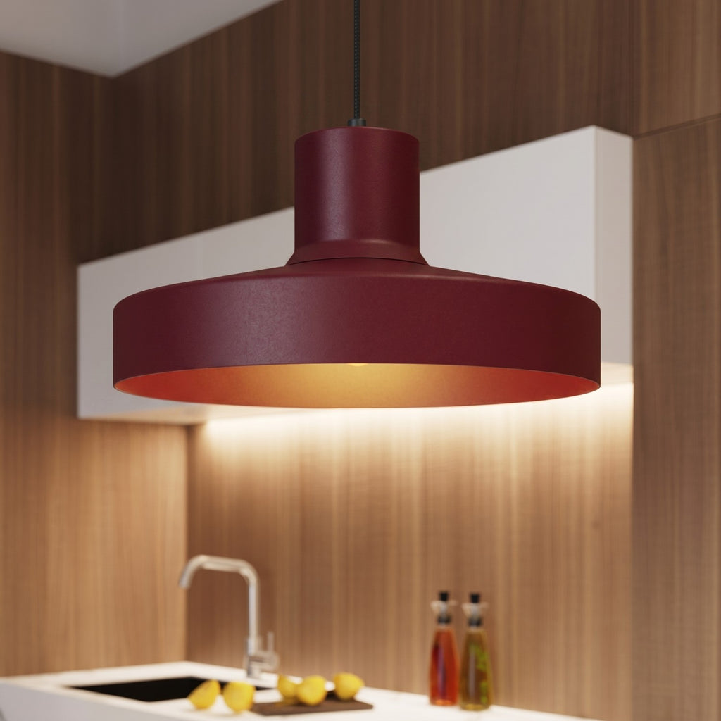 Suspension Bilo métal bordeaux E27, vue 15